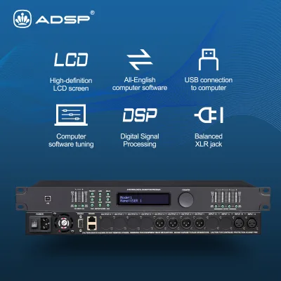 DP240 Active Audio Processor Metal Shell High Quality Mute Phase Performance Surround Sound Noise Reduction Conference Use