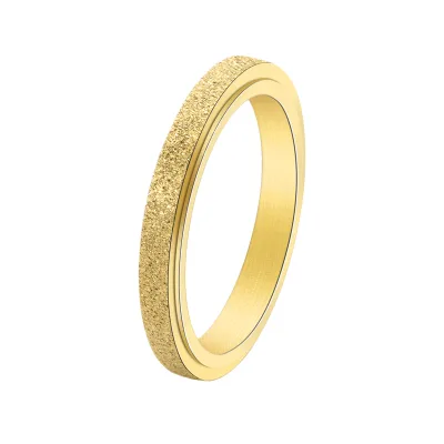 New 2MM Narrow Womens Ring From Europe And America, A Niche Titanium Steel Rotating 18K Gold Non-Fading Frosted