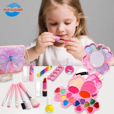 Little Girl Birthday Gift Cosmetics Bag Plastic Dress up Girls Toys, Makeup Tool Pretend Play Kits Girl'S Beauty Play Set