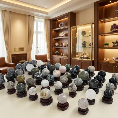 Wholesale Polished Natural Crystal Crafts Healing Stone Amethyst Rose Quartz Sphere Stand Display Base for Home Decor