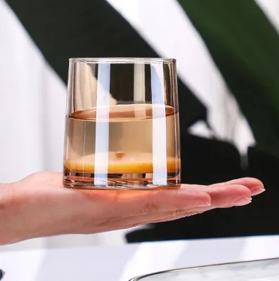 Hot Sale Old Fashioned Kitchen Drinking Glassware for Water Juice Ice Tea Amber Crystal Whiskey Glass Cup