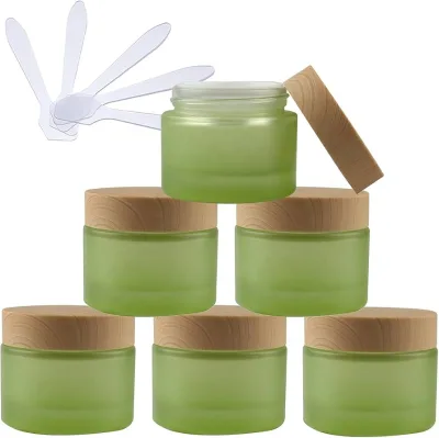 Luxury 50G Glass Jars with Wood Lid for Skin Care and Face Cream Cosmetics Industrial Use