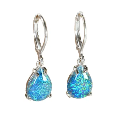 Women's Trendy Brass Hoop Earrings with Opal Stone Rose Gold & Silver Color Sunflower Design for Party & Gift