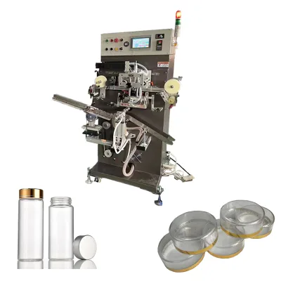 Automatic Wine Bottle Round Cap Hot Foil Stamping Machine for Cap Side High Speed Assembly Line Lid Hot Stamping Machine