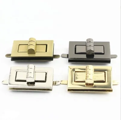 Luggage Hardware Accessories Gold Die-casting Twist Lock Mortise Lock Small Square Bag Handbag Lock Hardware Accessories