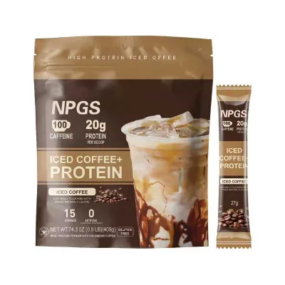 NPGS Premium Whey Protein Arabica Instant Iced Coffee Packets for Supports Energy