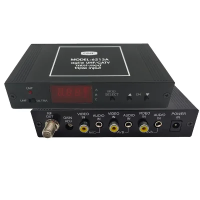 Professional Manufacturer UHF/CATV Triple 3 Channels Agile CATV Analog 3CH Audio Video RCA AV to Rf Modulator
