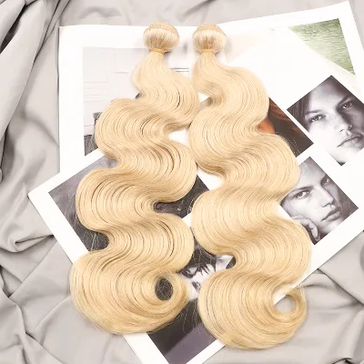 Wholesale Blonde Brazilian Double Weft Straight Hair Extensions Honey Blonde Curl Style Hair Bundles Human Hair Weaving