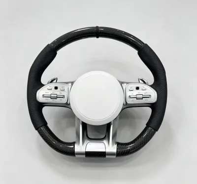 Carbon Fiber Steering Wheel for Mercedes AMG W205 W213 W222 Perforated Leather Sport Steering Wheel Control Buttons Car Upgrade