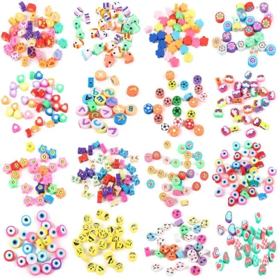 Wholesale 10*5mm of Various Styles of Patterned Soft Clay Slices Beads Children DIY Handmade Hei Shi Beads