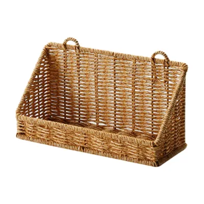 Bathroom Hanging Storage Basket Kitchen Plastic Rattan Wall Decor Woven Storage Basket Home Decoration