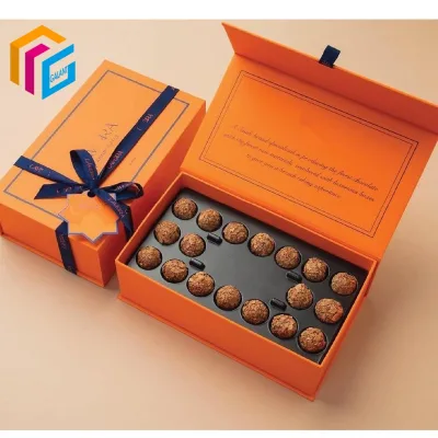Customized Chocolate Packaging Box With Grids Chocolate Gift Magnetic Closure Box With Shockproof Tray