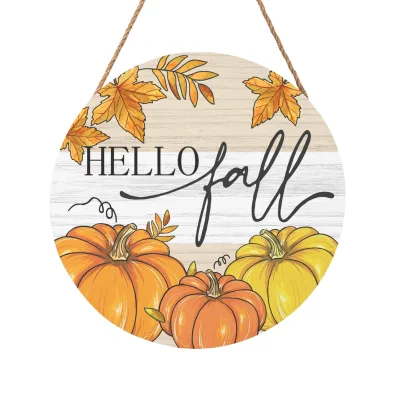 Artificial Halloween Pumpkin Wooden Painting Welcome Door Hanging Wooden Prints for Home Window Wall Farmhouse Decoration