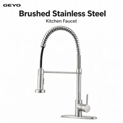 Modern Design Dual Handle Commercial Kitchen Metered Mixer Faucet 3-Way Spring Pull Brass Flexible Kitchen Taps Ceramic