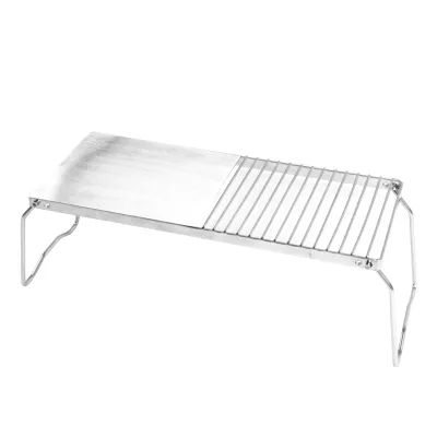 Camping Cooking Food Stand Portable Foldable Stainless Steel Net Grill Dual-purpose BBQ Grill