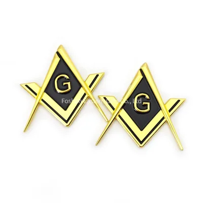 Masonic Black Lodge Emblem Compass and square logo 2.75" Cut Out Gold Masonic Car Emblem