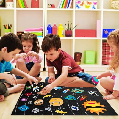 Montessori Sensory Game Kids Felt Play Kit Teaching Aid Interactive Galaxy Toys Outer Space Felt Story Busy Board