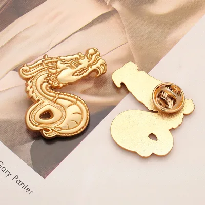 High-Grade Chinese Style Dragon Brooch Atmospheric Trend Metal Badge for Clothing Decorative Cufflinks Pins Buckles Corsage
