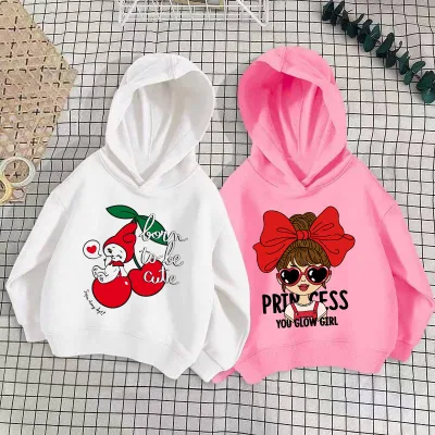 2026 New Girls' Children's Sweatshirt Korean Style Cartoon Pattern Long Sleeve Lightweight Loose-Fit Cotton Polyester