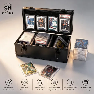 2/3/4 Row Open Window Aluminum Graded Card Case Lockable Custom Sports Trading Graded Slab Storage for 35PT Toploaders Tool Box