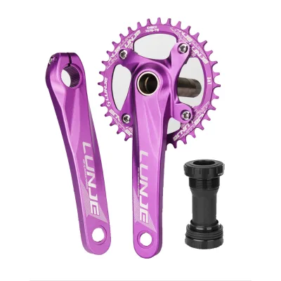LUNJE Mountain Bike 32 34 36 38T Bicycle Freewheel Bicycle Crank Set CNC Crank Arm Bike Part