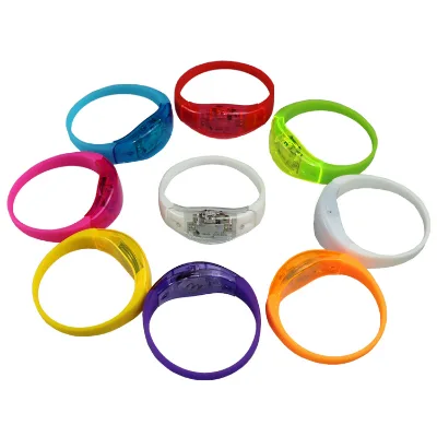 Concert Bar Birthday Holiday Party Light Bracelet Voice Vibration Control Flash Pulse LED Silicone Bracelet Custom Printing