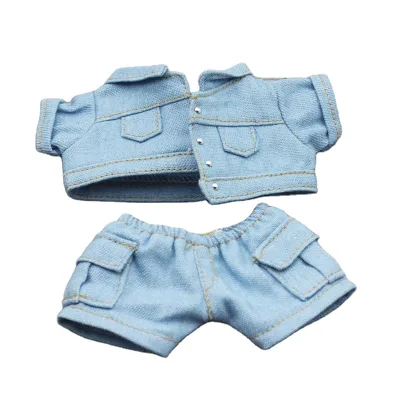 LINDA Labubu Doll Outfits,17cm Labubu Clothes Jacket Labubu Doll Clothes Denim Jacket Overalls Pocket Trouser Covers