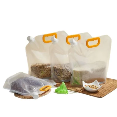 Custom Printed Airtight Moisture-Proof with Handle & Spout Cereal Storage Pouch for Kitchen Grain Organization