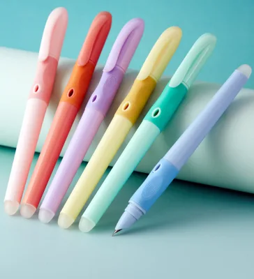 Wholesale Press-Type Fountain Pens Cute Design Thermal Erasable Ink Fountain Pen with Soft Grip for Student Stationery