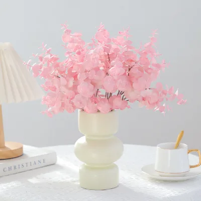 Artificial Flower Eucalyptus Leaves Faux Eucalyptus Stems for Home Party Wedding Decoration White Leaves