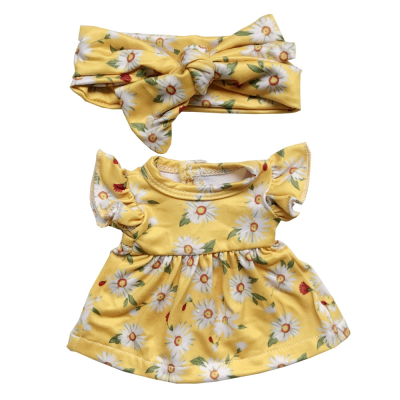 13 Inch Doll and Me Dress Milk Silk Ruffle Sleeveless Dress Baby Doll Clothes with Headband