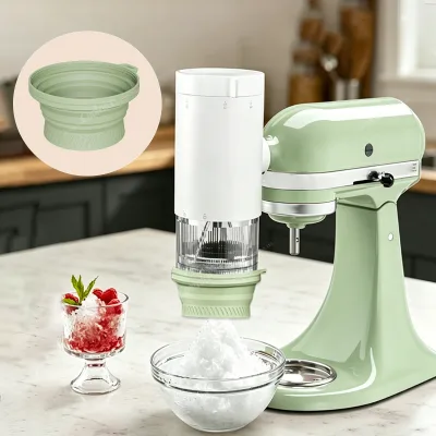 Adjustable Silicone Ice Shaver Shield for Stand Mixer Attachments Fits Most Bowls Collapses Flat for Kitchen Drawer Storage