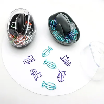 20pcs Fancy Mixed Shape Metal Paper Clips Set Magnetic Box Package Cute Stationery Paper Clips