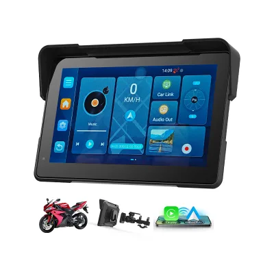 High Quality 7 Inch Android 14 Carplay Monitor Navigation Display 4+64GB Waterproof for Scooter Touring