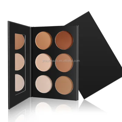 Wholesale 6 Color Facial Contour Foundation Pallet Pressed Powder Makeup Contour Palette for Dark Skin