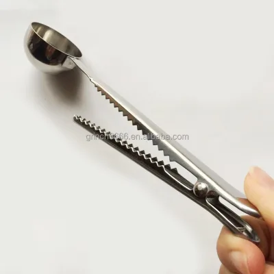 ODM metal tools for stainless steel coffee scoop with clip