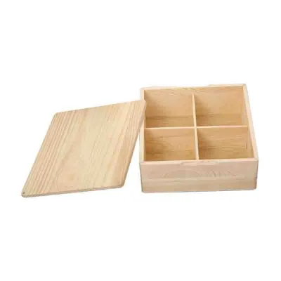 Natural Wooden Bakery Box 4 Divider Wooden Pie Box Custom Wooden Cake Storage Box