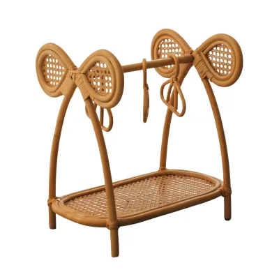 Beautiful Rattan Baby Clothes Hanger With Bows and Handcrafted Willow Twig Baby Clothes Rack