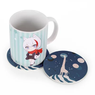 Popular Anime Cartoon Colorful Soft Coaster Personalized Custom Blank Round Cup Mat