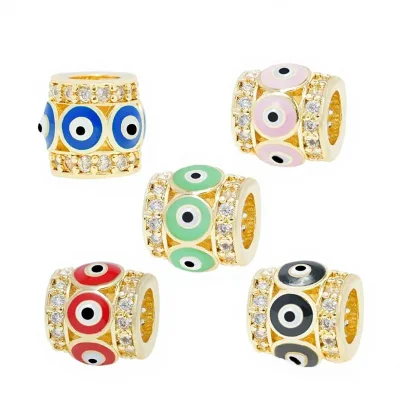 JINYUAN Factory Stock Popular Oil-drip Micro-inlaid Acrylic Resin Lucite Geometric Eye Pendant Jewelry Eye Bead Accessories