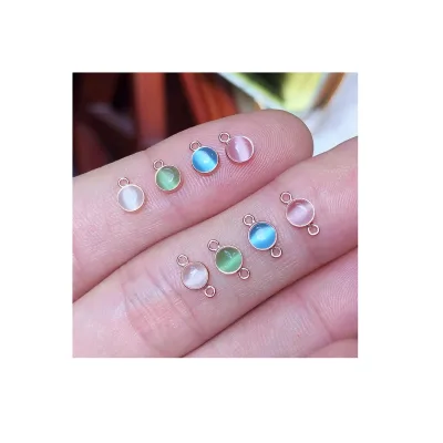 GP 14K Rose Gold Filled Bezel With 4MM Cat's Eye Synthetic Stone Wholesale Charms Connector for Jewelry Making
