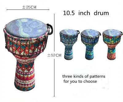 10.5 Inch Goatskin African Drum Hand Drum Percussion Instrument for Music Players and Beginners