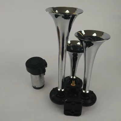 Tripe Trumpet Chrome 12v Air Horn With Compressor