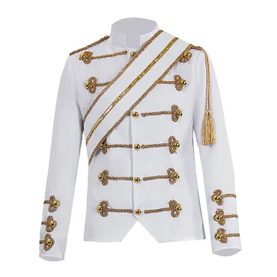 Modern Michael Sequined Performance Outfit New Men's Banquet Guest Band Rock Singer Costume Stand up Collar Jacket