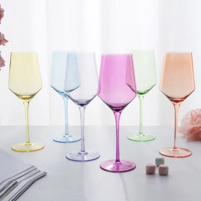 Wholesale Transparent Custom Color & Logo Sustainable Crystal Red Wine Glasses with Long Stem