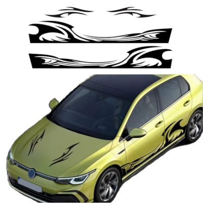 Waterproof Wave Flame Graphic Car Sticker Vinyl Logo Side Body Decal for Cars