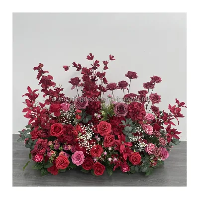 Natural Red Floor Artificial Flowers Wholesale Flower Row Flower Runner for Wedding Decoration