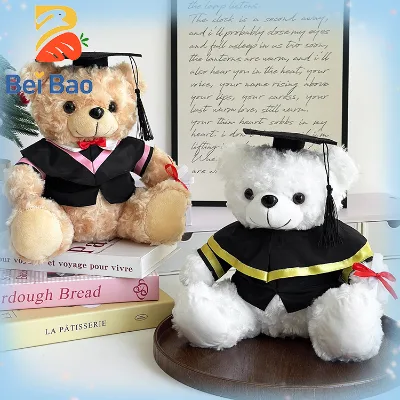 High Quality Premium Graduation Bear Plush Doll Custom Logo Soft Stuffed Animal Teddy Bear Plushie in Stock for Student Souvenir