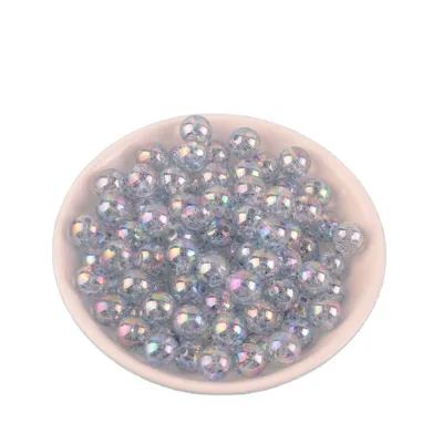 Drilled Glitter Round Plastic Transparent Beads 8mm 10mm 12mm Handmade Beads for Wholesale 500g/bag