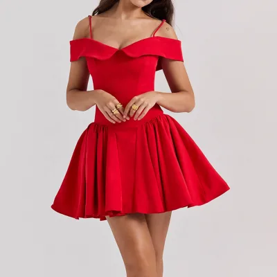Petite Lady Sexy Dresses Sun Dress for Woman Women Formal Street Desi Girls in America Shemale Ladies One-shoulder Casual